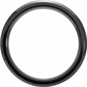 Black Ceramic Beveled Band with Antler Wood Inlay Size 9