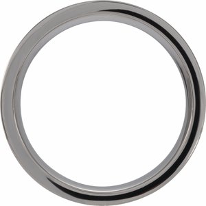 Tungsten 6 Mm  Polished  Flat Band With Antler Wood Inlay Size 8.5