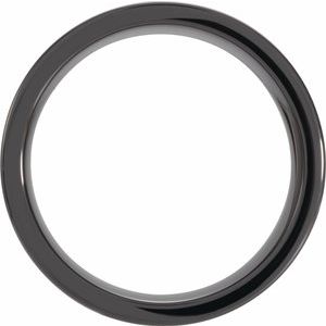 Black Ceramic Flat Band with Antler Wood Inlay size 8.5