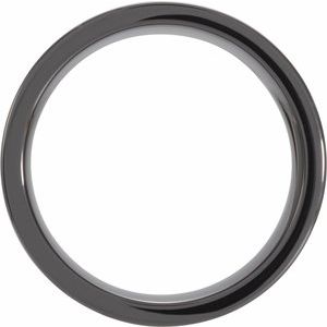 Black Ceramic Flat Band with Antler Wood Inlay size 8.5