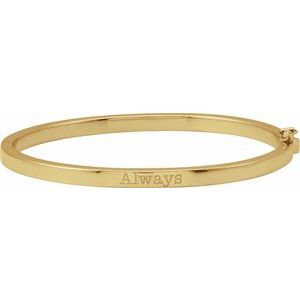 14K Yellow Gold 4 Mm 7 In Polished Tube Hinged Bangle Bracelet