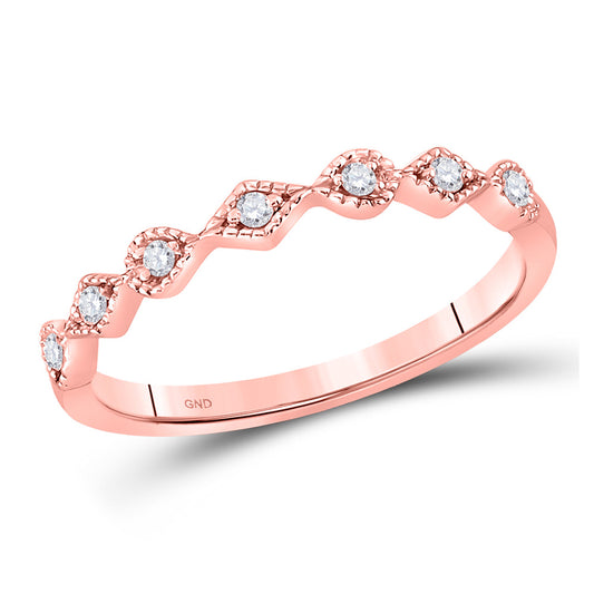 10K Yellow Or White Or Rose Gold Womens Round Diamond Stackable Band Ring , Womens Size: 5-10