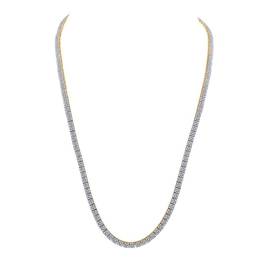 10K Yellow Gold Mens Round Diamond 24-inch Square Link Chain Necklace 12 Cttw, Length: 24.02 In, Width: 0.14 In