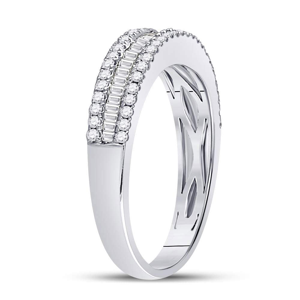 14K White Gold Womens Round Diamond Anniversary Band Ring 1/2 Cttw, Womens Size: 5-10