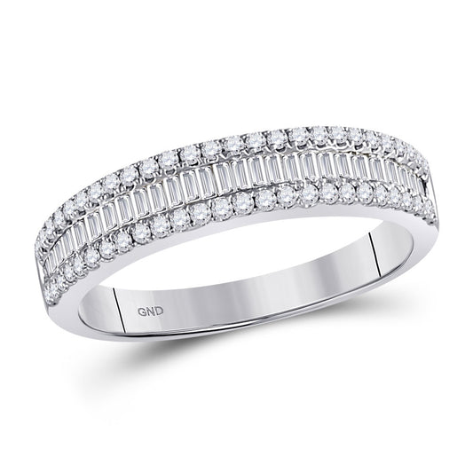 14K White Gold Womens Round Diamond Anniversary Band Ring 1/2 Cttw, Womens Size: 5-10