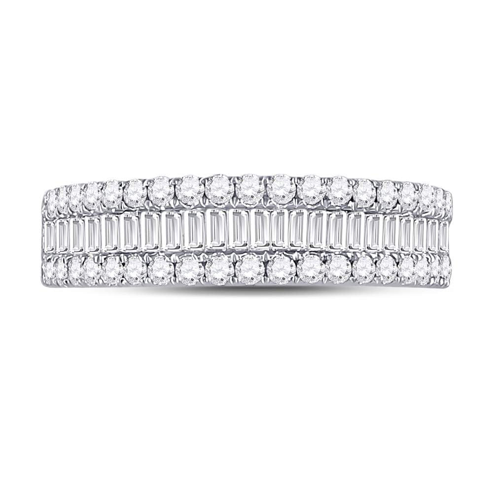 14K White Gold Womens Baguette Diamond Fashion Anniversary Ring 1 Cttw, Womens Size: 5-10