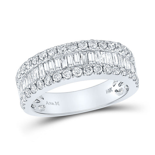 14K White Gold Womens Baguette Diamond Anniversary Band Ring 1-1/2 Cttw, Womens Size: 5-10