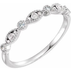 14K White Gold Round 1.7 Mm 1/5 Ctw Natural Diamond Anniversary Band Size 6.5
