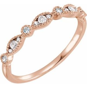 14K Rose Gold Round 1.7 Mm 1/5 Ctw Natural Diamond Anniversary Band Size 6.5