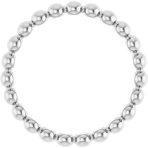 14K White Gold Beaded Stackable Ring Size 5