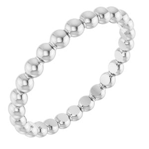 14K White Gold Beaded Stackable Ring Size 7