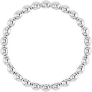 14K White Gold Beaded Stackable Ring Size 7