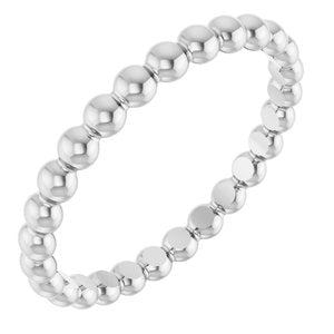 14K White Gold Beaded Stackable Ring Size 8.5