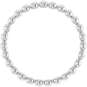 14K White Gold Beaded Stackable Ring Size 8.5
