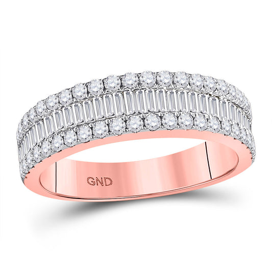 14K Yellow Or Rose Gold  Womens Baguette Diamond Fashion Anniversary Ring 1 Cttw, Womens Size: 5-10