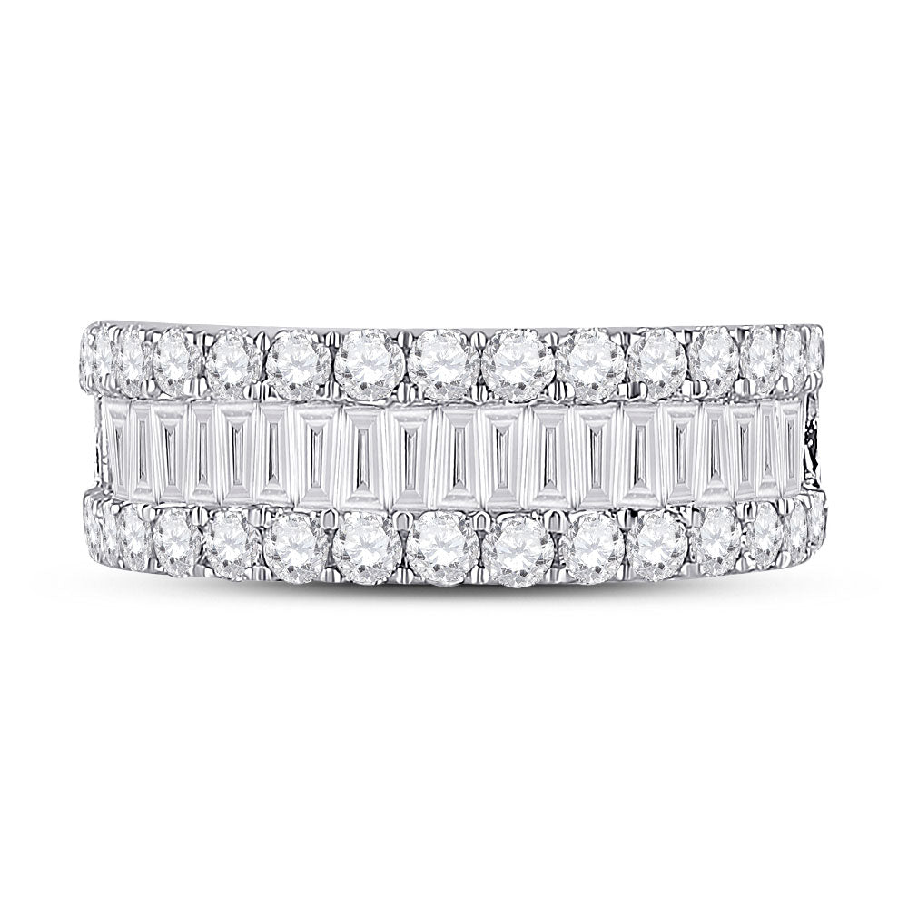 14K White Gold Womens Baguette Diamond Anniversary Ring 2 Cttw, Womens Size: 5-10