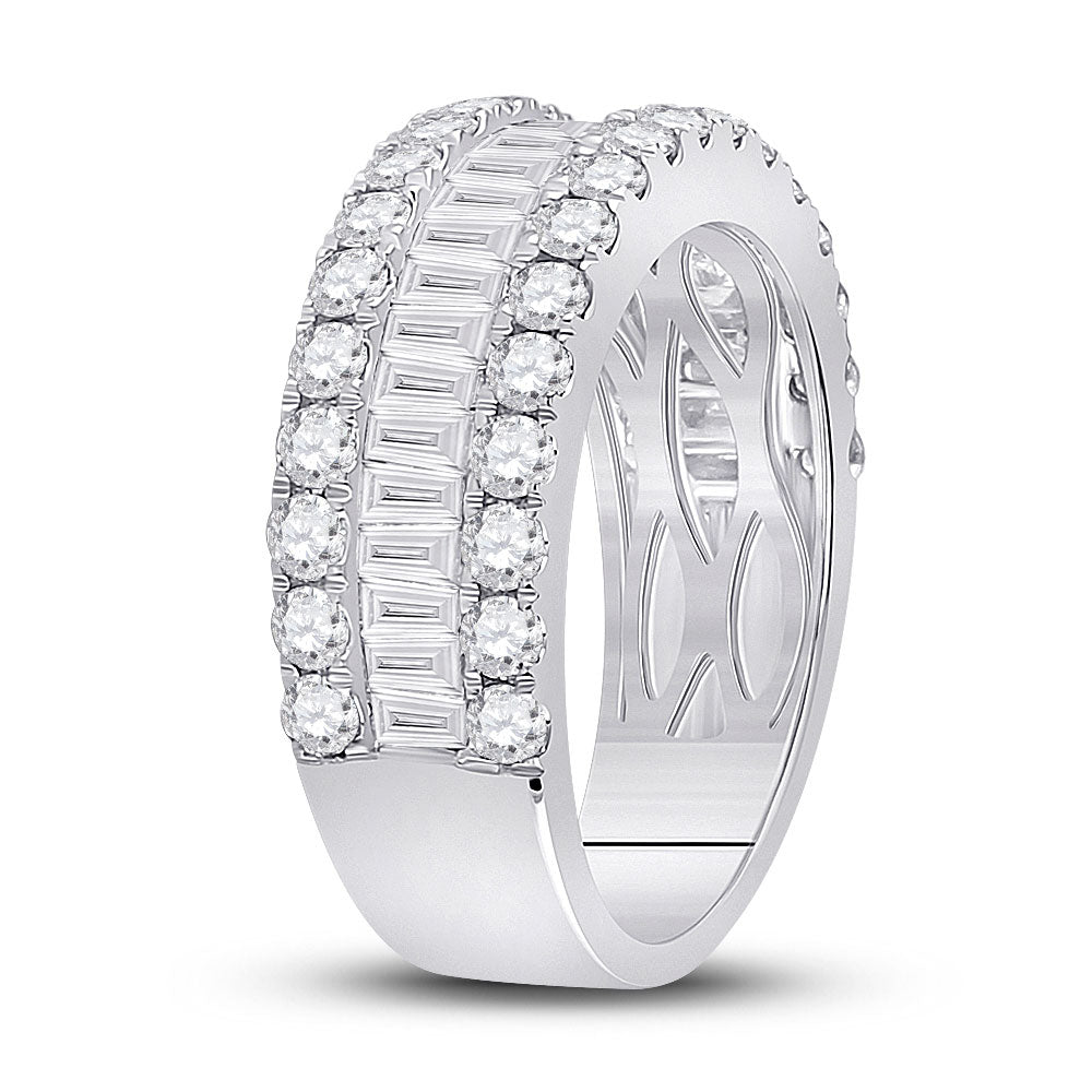 14K White Gold Womens Baguette Diamond Anniversary Ring 2 Cttw, Womens Size: 5-10