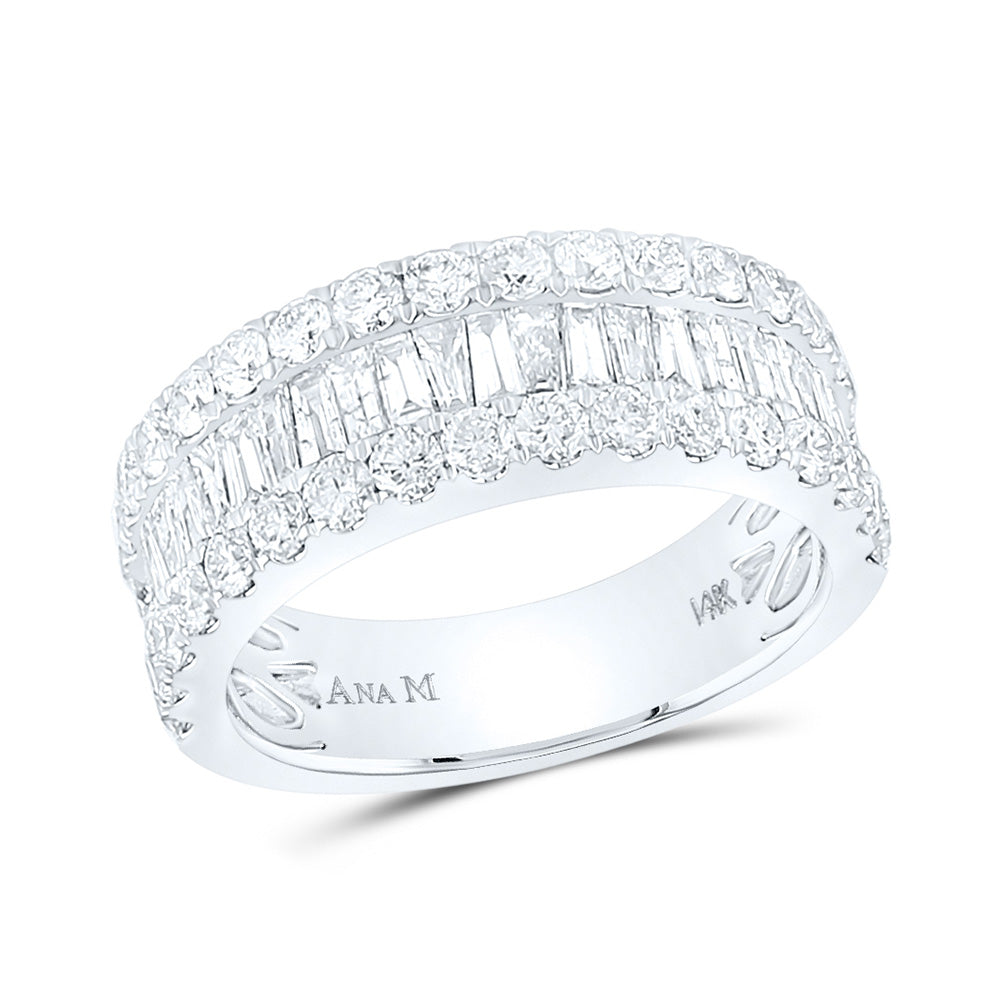 14K White Gold Womens Baguette Diamond Anniversary Ring 2 Cttw, Womens Size: 5-10