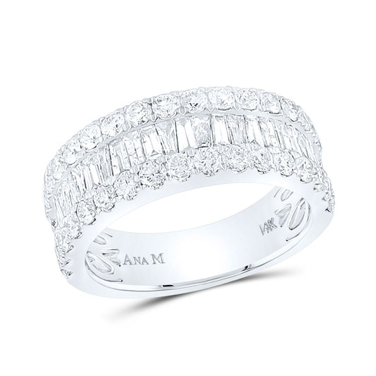 14K White Gold Womens Baguette Diamond Anniversary Ring 2 Cttw, Womens Size: 5-10
