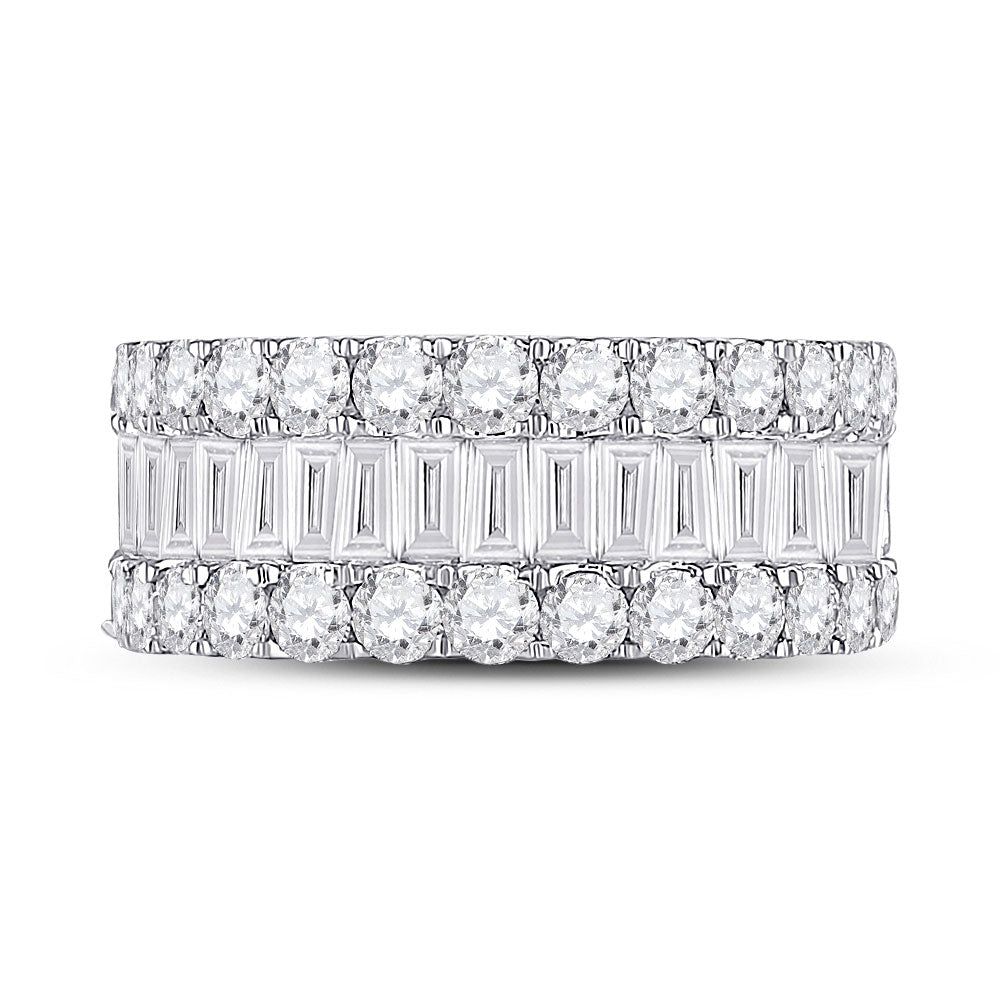 14K White Gold Womens Baguette Diamond Anniversary Ring 3 Cttw, Womens Size: 5-10