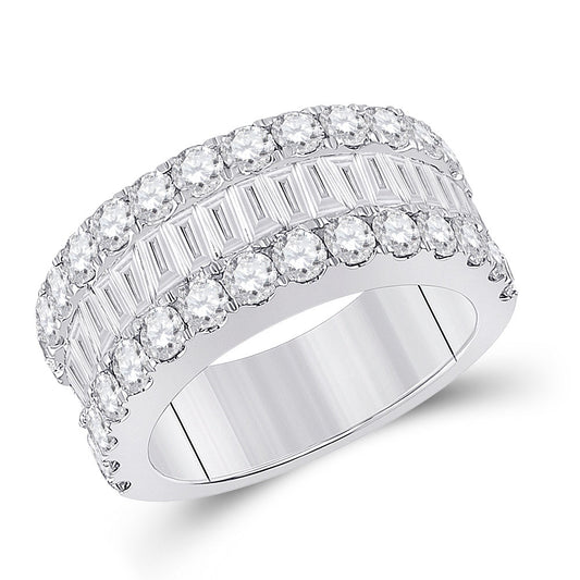 14K White Gold Womens Baguette Diamond Anniversary Ring 3 Cttw, Womens Size: 5-10