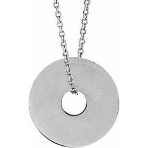 Sterling Silver 12 X 12 Mm 16-18 In Polished Engravable Washer Necklace
