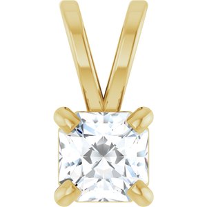 14K Yellow Gold Asscher 3.5 X 3.5Mm Ghi Si2-Si3 1/4 Ct Natural Diamond 4-Prong Pendant