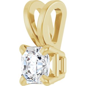 14K Yellow Gold Asscher 3.5 X 3.5Mm Ghi Si2-Si3 1/4 Ct Natural Diamond 4-Prong Pendant