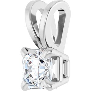 14K White Gold Asscher 3.5 X 3.5Mm Ghi Si2-Si3 1/4 Ct Natural Diamond 4-Prong Pendant
