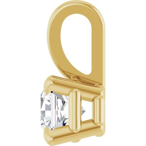 14K Yellow Gold Asscher 3.5 X 3.5Mm Ghi Si2-Si3 1/4 Ct Natural Diamond 4-Prong Pendant