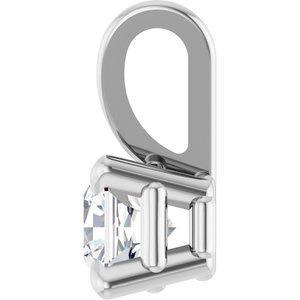 14K White Gold Asscher 3.5 X 3.5Mm Ghi Si2-Si3 1/4 Ct Natural Diamond 4-Prong Pendant
