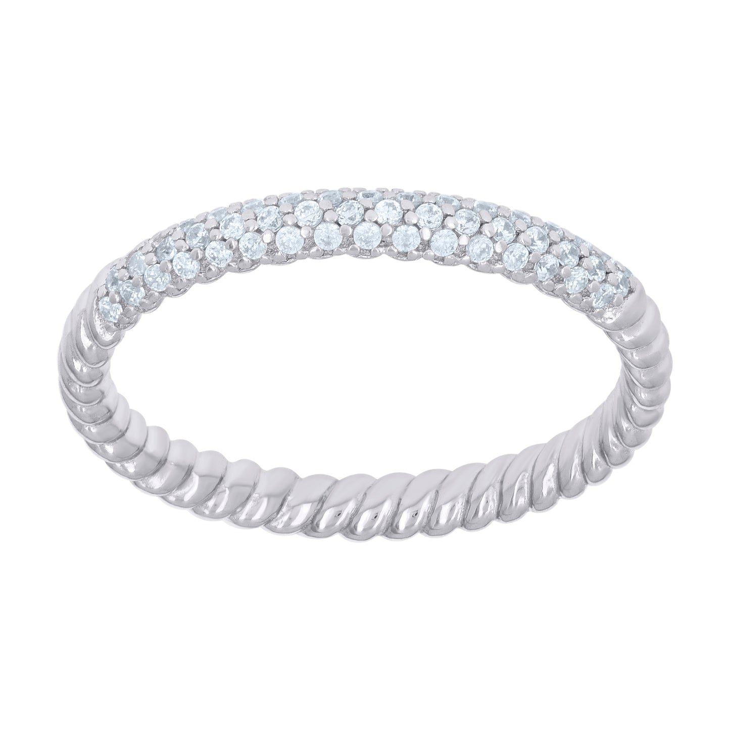 Sterling Silver Womens Round Cubic-Zirconia Twisted Bridal Anniversary Engagement Wedding Ring S5-S9