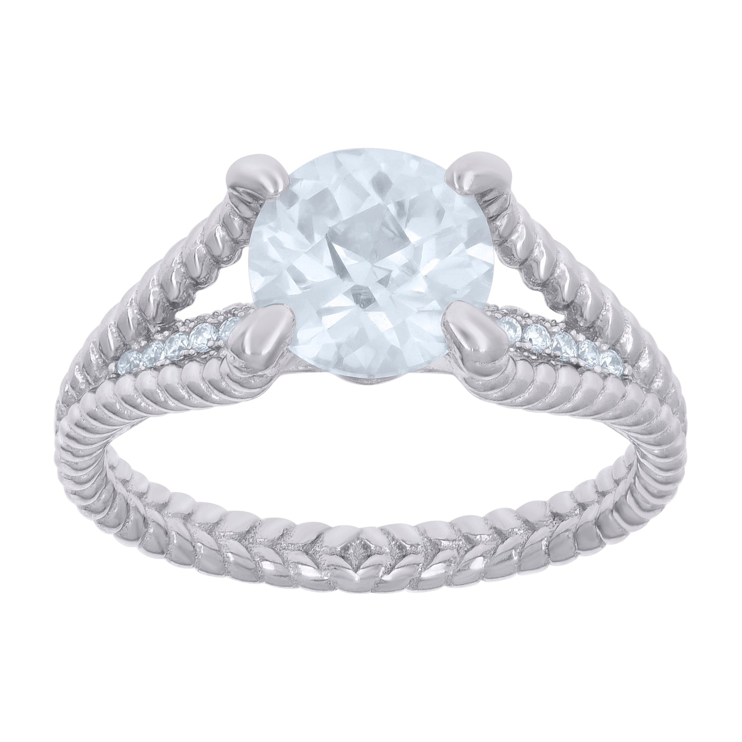 Sterling Silver Womens Cubic-Zirconia Rope Fashion Bridal Anniversary Engagement Wedding Ring