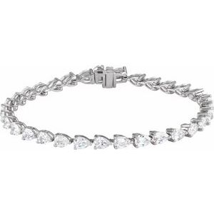 14K White Gold Pear 4.7 X 3.3Mm G-H Si 6 1/2 Ctw Lab-Grown Diamond Line Bracelet, Length: 7 In