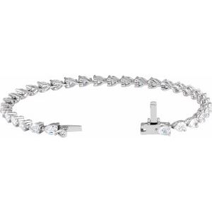 14K White Gold Pear 4.7 X 3.3Mm G-H Si 6 1/2 Ctw Lab-Grown Diamond Line Bracelet, Length: 7 In
