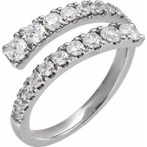 14K White Gold Lab-Grown Diamond Round 3 Mm Lab-Grown Diamond Polished 9/10 Ctw Lab-Grown Diamond Bypass Ring Size 7