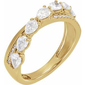 14K Yellow Gold Pear  4 X 3 Mm Polished 1 1/8 Ctw Natural Diamond Ring Size 7
