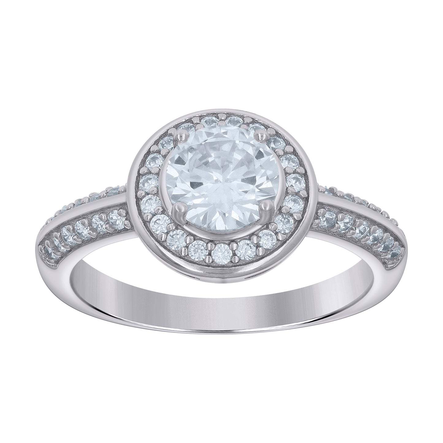 Sterling Silver Women's Cubic-Zirconia Round Head Fashion Bridal Anniversary Wedding Engagement Band Ring