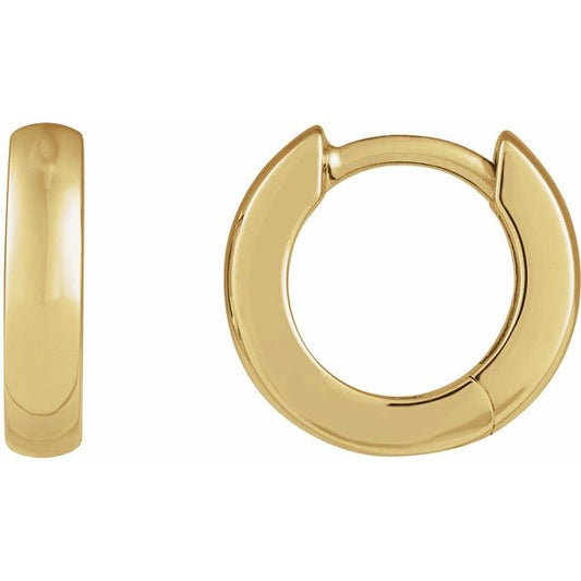 18K Yellow Gold 12 Mm 2.7 Mm Each Hinged Polished Hinged Earrings