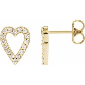 14K Yellow Gold Pair Round Shape 1.2Mm I1, Gh 1/4 Ctw Natural Diamond Heart Earrings, Length: 12.15 Mm