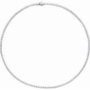 14K White Gold Emerald 3 X 2.1Mm G-H I1 11 3/4 Ctw Lab-Grown Diamond Line Necklace, Length: 16 In