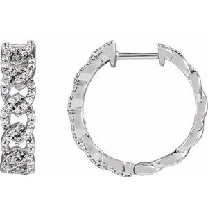 14K White Gold Round 1Mm Si1-Si2, G-H 1/2 Ctw Lab-Grown Diamond Ear-Wire Hoop Earrings