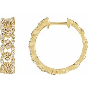 14K Yellow Gold Round 1Mm Si1-Si2, G-H 1/2 Ctw Lab-Grown Diamond Ear-Wire Hoop Earrings