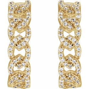 14K Yellow Gold Round 1Mm Si1-Si2, G-H 1/2 Ctw Lab-Grown Diamond Ear-Wire Hoop Earrings