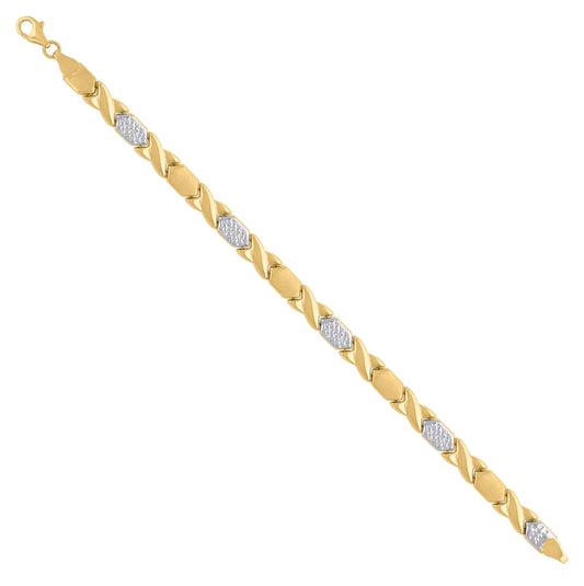 14kt Two-Tone Gold Womens XOXO Stampato Bracelet 7 Inches– Elegant Jewelry Gift for Birthday, Anniversary, Engagement, Wedding