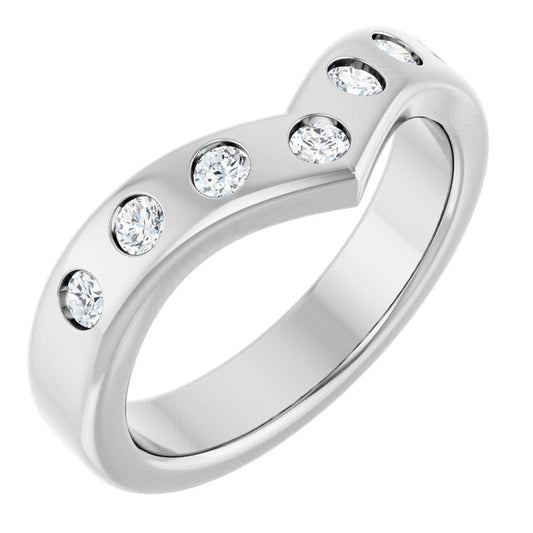 14K White Gold Round 2.5 Mm Polished 3/8 Ctw Lab Grown Diamond Contour Band, Size 7