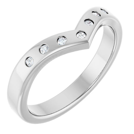14K White Gold Round 1.5 Mm Polished 1/10 Ctw Lab Grown Diamond Contour Band, Size 7