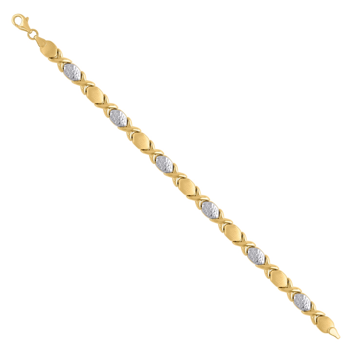 14kt Two-Tone Gold Womens XOXO Stampato Bracelet 7 Inches– Elegant Jewelry Gift for Birthday, Anniversary, Engagement, Wedding