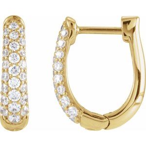 14K Yellow Gold Pair Round Shape 1.7Mm I1, Gh 1/2 Ctw Natural Diamond Hoop Earrings, Length: 14.9 Mm, Thickness: 3.9 Mm