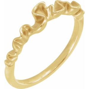 14K Yellow Gold Bead Blast/Polished 5.35 Mm Polished Freeform Ribbon Stackable Ring Size 7
